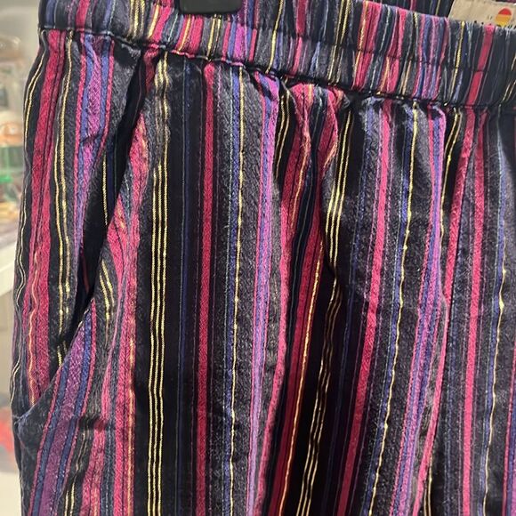 MARINE LAYER Allison Multi-Colored Magenta Gold Lurex Stripped Pants, Size M - Picture 5 of 13